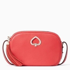 Kate Spade Pink Pebbled Leather Crossbody Wallet Spade Logo NWT